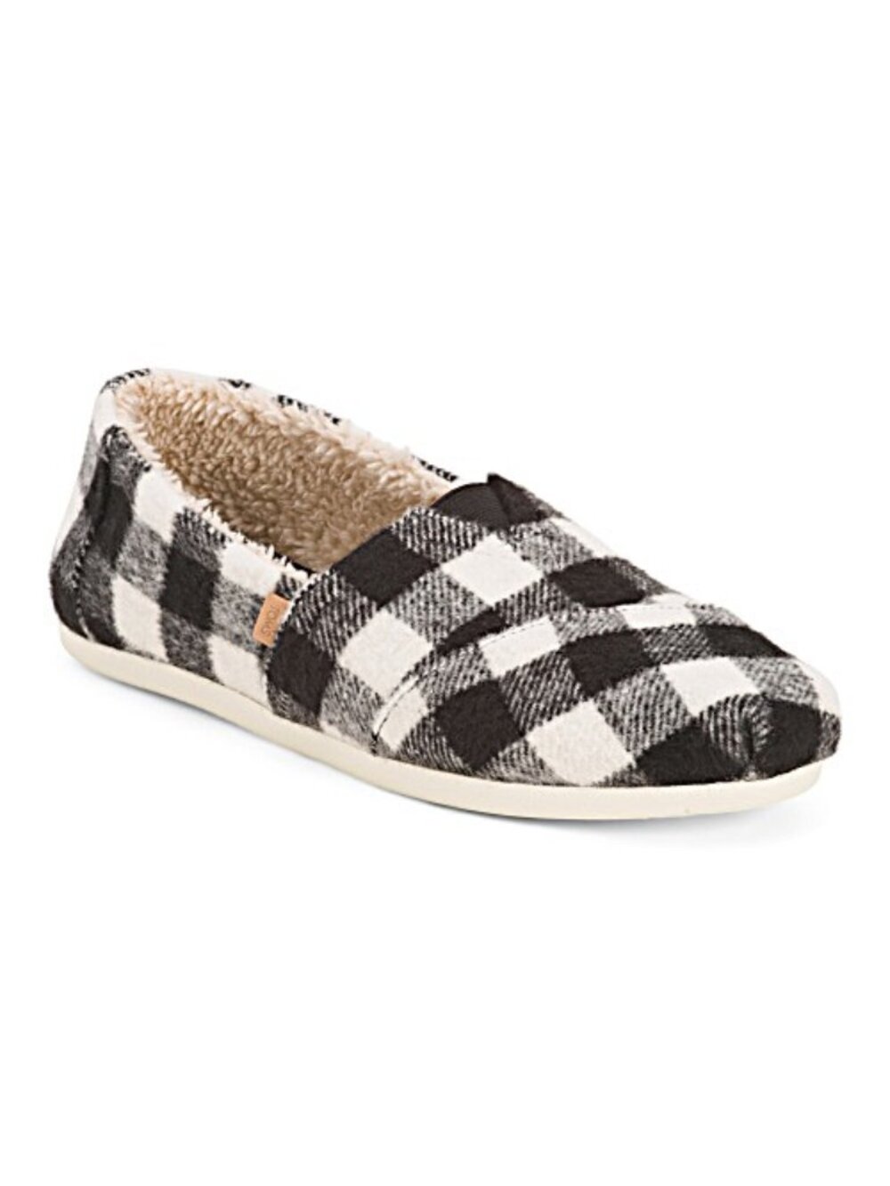 TOMS Alpargata Classic Cozy White/black Plaid Faux Fur Lined Shoes